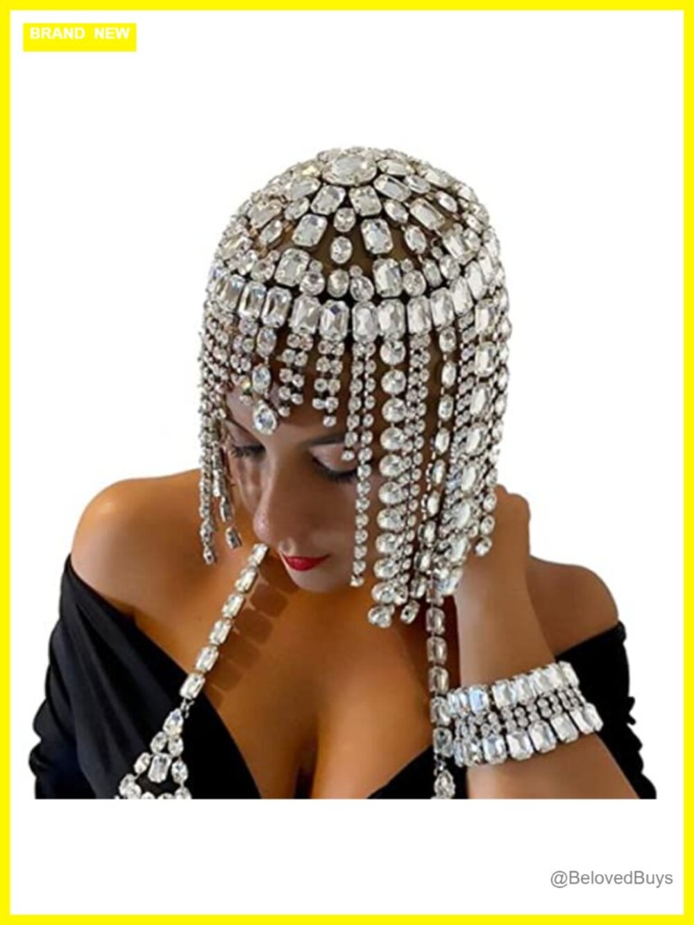 1920s Rhinestone Flapper Headpiece Cap Handmade Copper Crystal